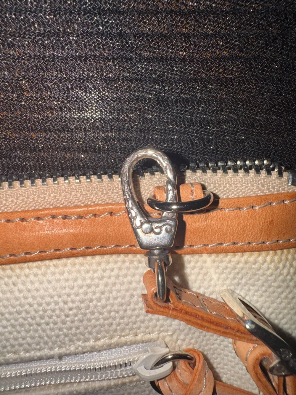 Brighton Sailboat Appliqué Crossbody in Beige and Tan